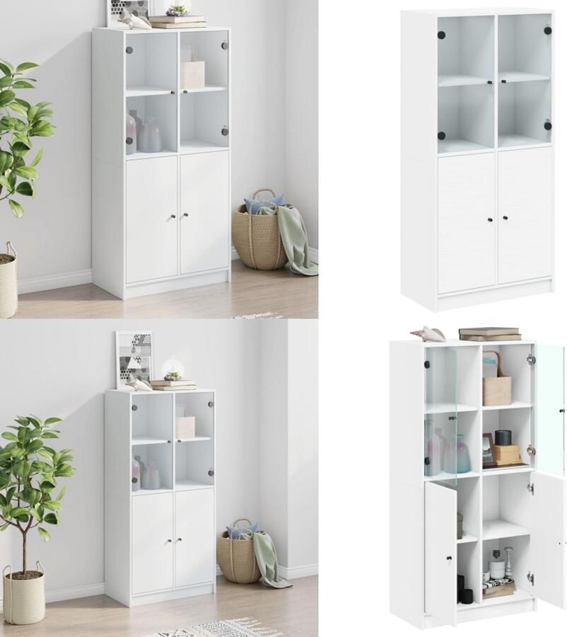 VidaXL Hoge kast met deuren 68x37x142 cm bewerkt hout wit Hoge Kast Hoge Kasten Houten Kast Opbergkast