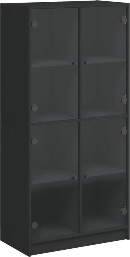 VidaXL -Hoge-kast-met-deuren-68x37x142-cm-bewerkt-hout-zwart