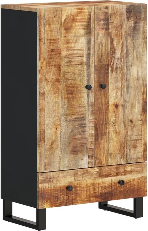 VidaXL -Hoge-kast-met-lade-60x33x100-cm-massief-mangohout-en-ijzer