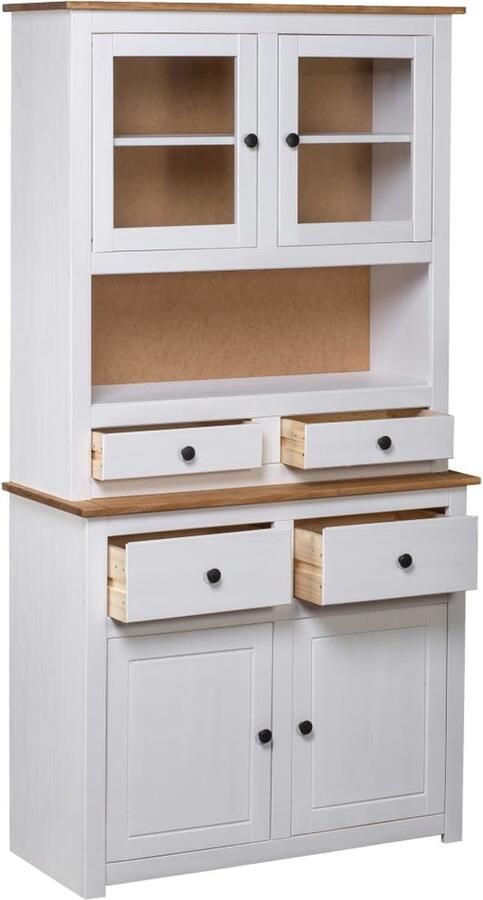 VidaXL Hoge kast Panama 93x40 5x180 cm Wit Grenen Hoge Kast Grenoble Houtsoort Vintage Kast Landelijk Interieur Woonkamer Kast Slaapkamer Kast Opbergkast Tv Stand