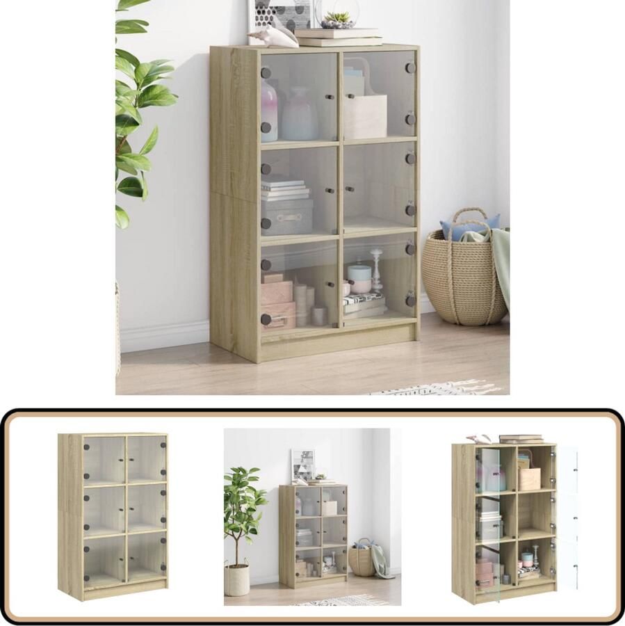 VidaXL Hoge kast Sonoma eiken 6 vakken 68x37x109 cm Hoge Kast Bijzetkast Houten Kast Opbergkast Sonoma Eiken