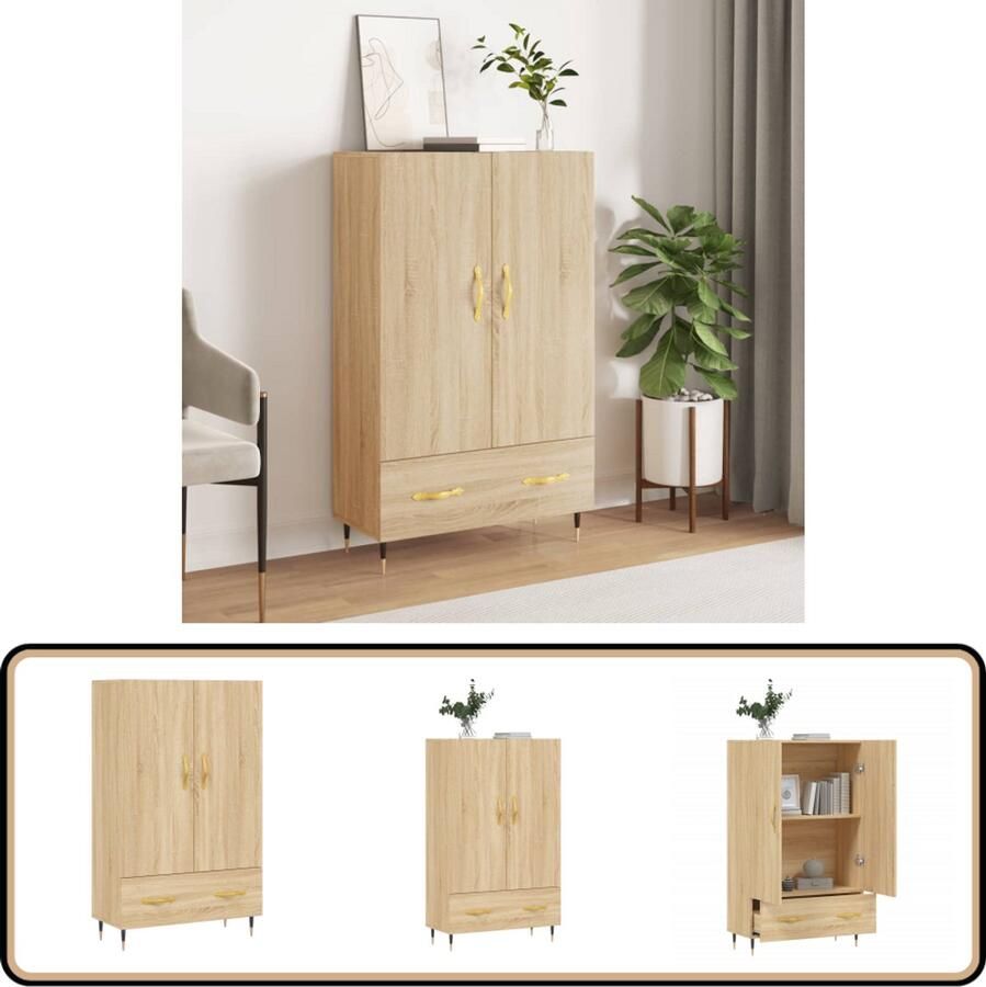 VidaXL Hoge Kast Sonoma Eiken 69 5x31x115 cm Hoge Kast Dressoir Buffetkast Houten Kast Sonomapine - Foto 2