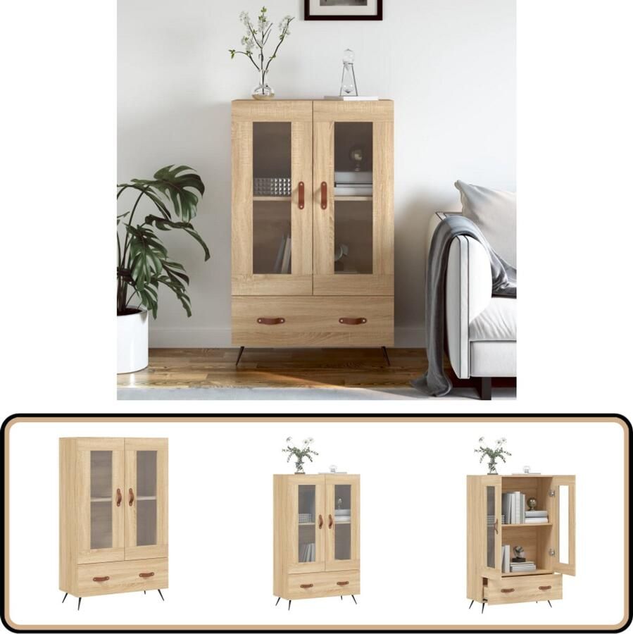 VidaXL Hoge kast sonoma eiken 69 5x31x115 cm Hoge Kast Dressoir Buffetkast Houten Kast Sonomane Eiken