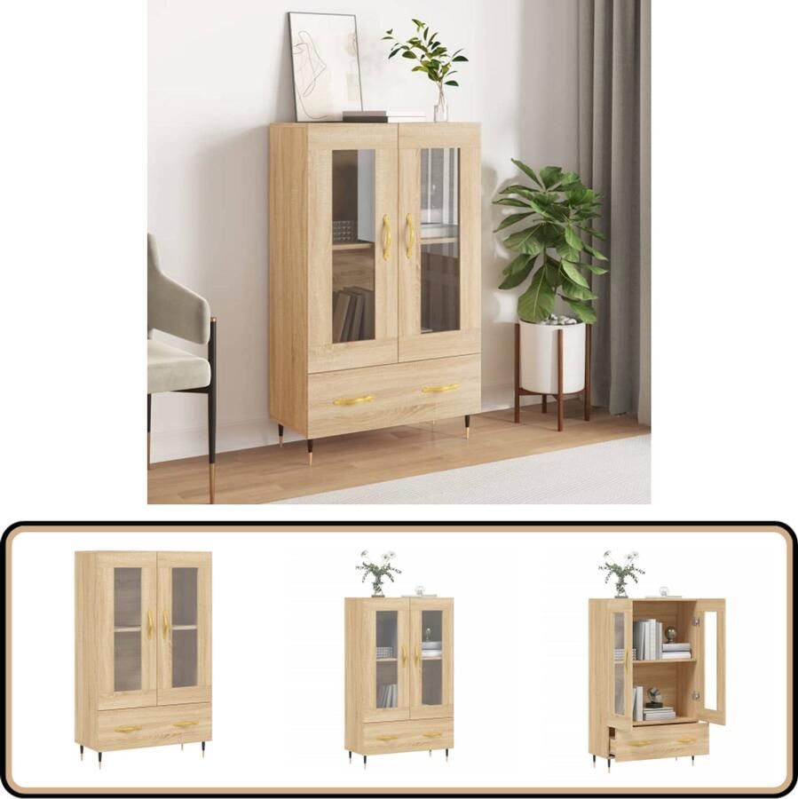 VidaXL Hoge Kast Sonoma Eiken 69 5x31x115 cm Hoge Kast Dressoir Buffetkast Opbergkast Salontafel