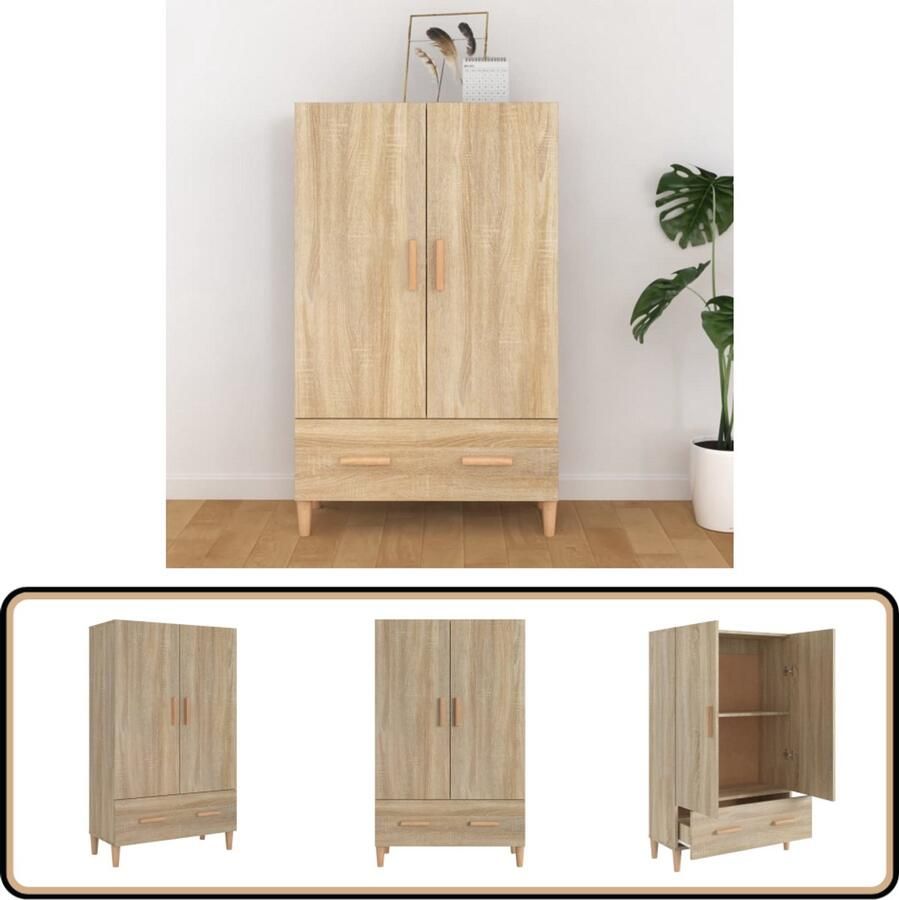 VidaXL Hoge Kast Sonoma Eiken 70x31x115 cm Hoge Kast Met Laden Salontafel Tv Tafel Woonaccessoires - Foto 2