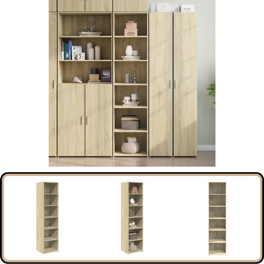 VidaXL Hoge kast Sonoma eiken Bewerkt hout Hoge Kast Houten Kast Kasten Salontafel Opslagkast