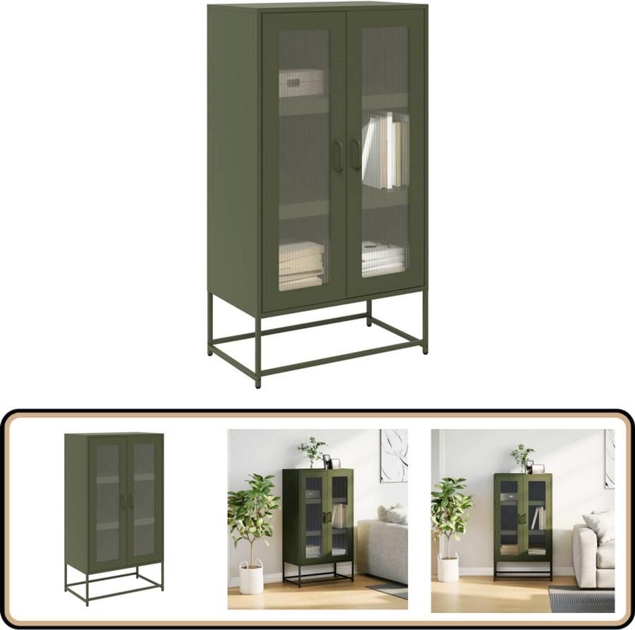 VidaXL Hoge Kast Staal 6 Compartimenten Olijfgroen Hoge Kast Opbergkast Metalen Kast Staalkast Industriële Kast