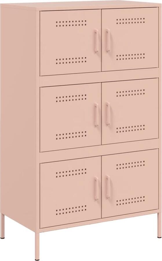 VidaXL Hoge kast 68x39x113 cm staal roze