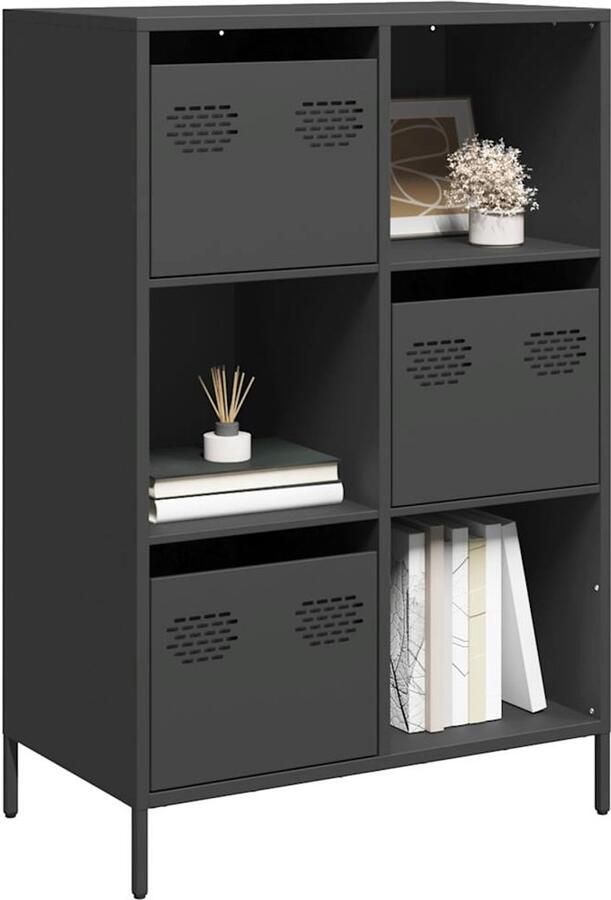 VidaXL Zwarte Kast Hoogkasten Hoge kast 68x39x103 5 cm staal zwart Opslagoplossing Roestvrijstalen Kast Industriële Kast - Foto 2