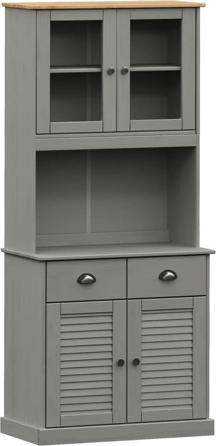 VidaXL -Hoge-kast-VIGO-78x40x175-cm-massief-grenenhout-grijs - Foto 2