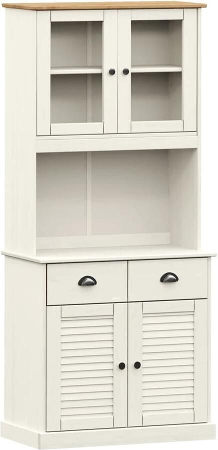 VidaXL Kasten Hoge Kast Hoge kast VIGO 78x40x175 cm massief grenenhout wit Grenenhouten Kast Wit Kast Opslagoplossing - Foto 2