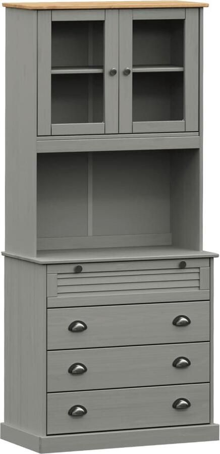 VidaXL -Hoge-kast-VIGO-80x40x176-cm-massief-grenenhout-grijs - Foto 2