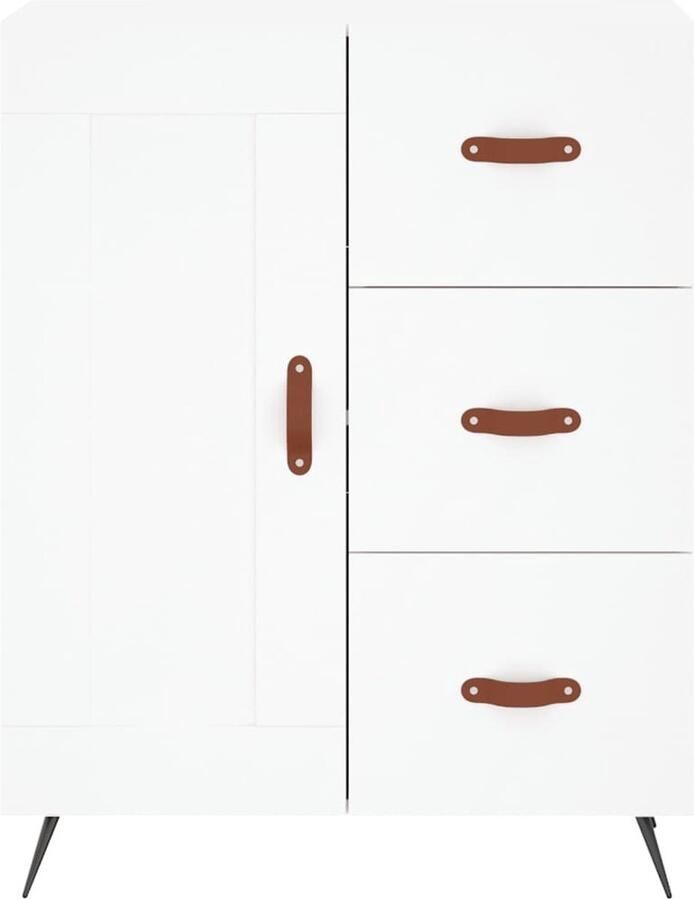 VidaXL Hoge Kast Wit 69 5x34x180 cm Hout & Metaal Hoge Kast Opbergkast Witte Kast Houten Kast Moderne Kast