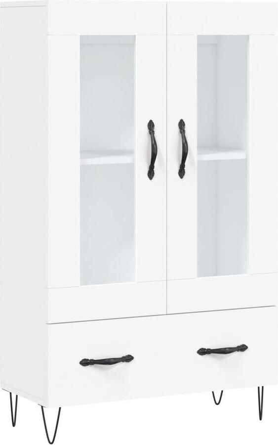 VidaXL Hoge kast Wit Bewerkt hout 69 5x31x115 cm Hoge Kast Dressoir Kast Houten Kast Wit Kast