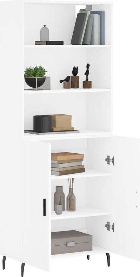 VidaXL Hoge Kast Wit Bewerkt Hout 69 5x34x180 cm Hoge Kast Opbergkast Houten Kast Wit Kast Woonkamer Kast