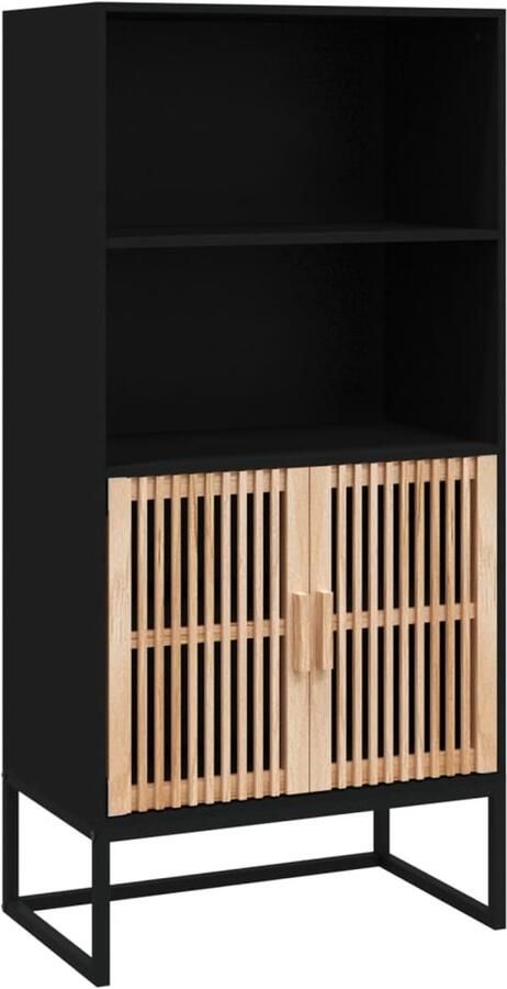 The Living Store Dressoir Scandinavische stijl 60 x 35 x 125 cm Zwart Dressoir Scandinavisch Design Houten Dressoir Zwarte Dressoir Opbergkast - Foto 2