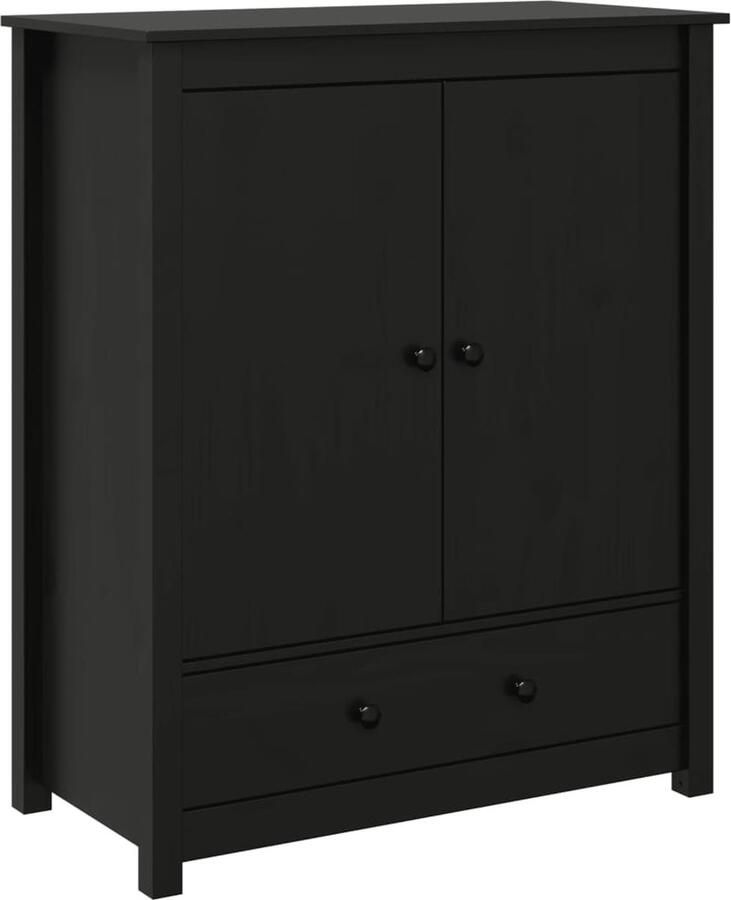 VidaXL -Hoge-kast-83x41 5x100-cm-massief-grenenhout-zwart - Foto 2