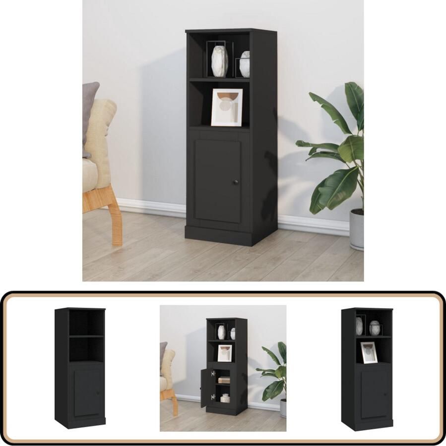 VidaXL Hoge Kast Zwart Bewerkt Hout 103 5 cm Hoge Kast Scandinavisch Design Buffetkast Houten Kast Opbergkast