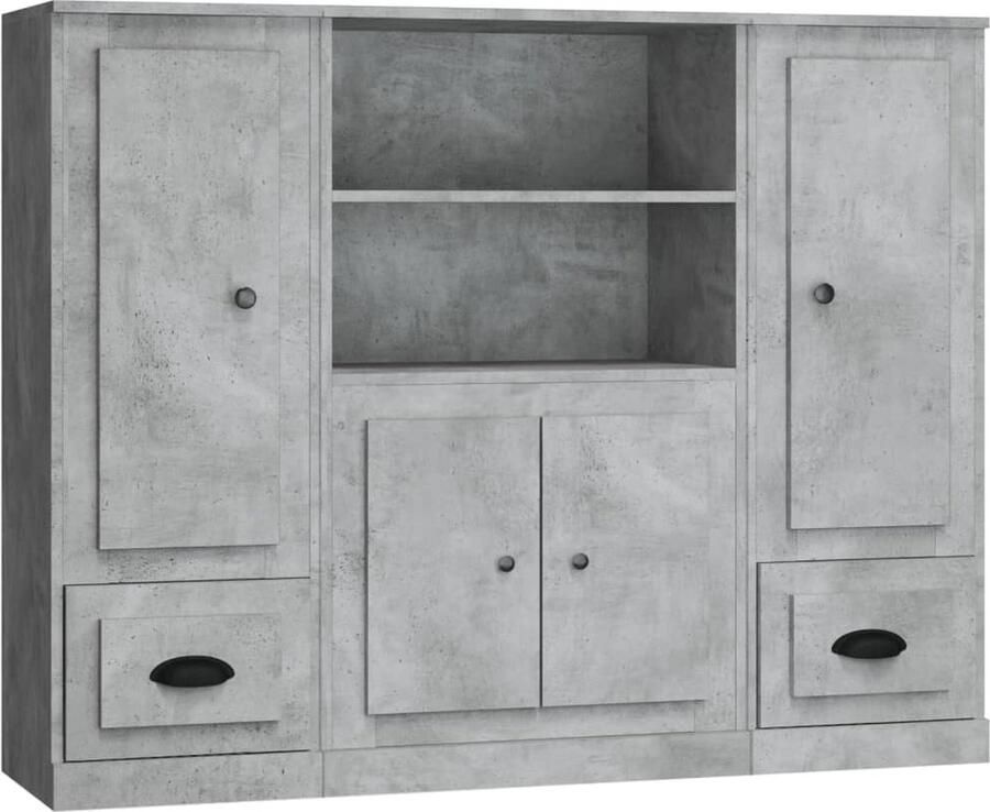 VidaXL -Hoge-kasten-3-st-bewerkt-hout-betongrijs - Foto 5