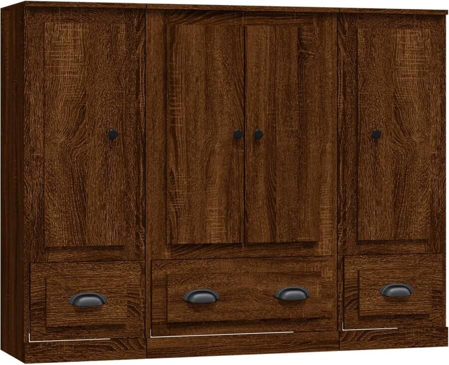 VidaXL -Hoge-kasten-3-st-bewerkt-hout-bruineikenkleurig - Foto 3