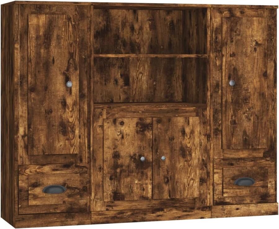 VidaXL -Hoge-kasten-3-st-bewerkt-hout-gerookt-eikenkleurig - Foto 3