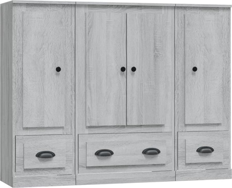 VidaXL -Hoge-kasten-3-st-bewerkt-hout-grijs-sonoma-eikenkleurig - Foto 6