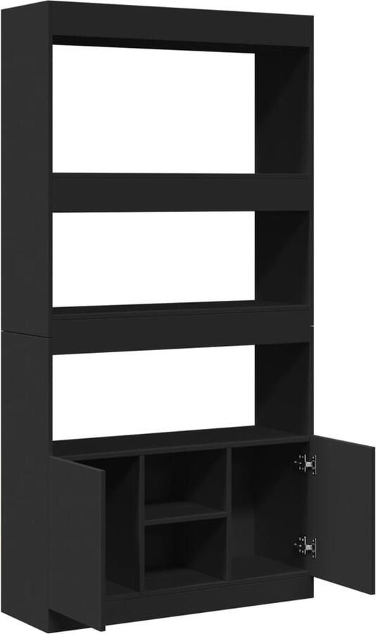 VidaXL Hoge zwarte kast van bewerkt hout 92x33x180 cm Hoge Kast Hoge Kasten Boekenrek En Kast Dressoir