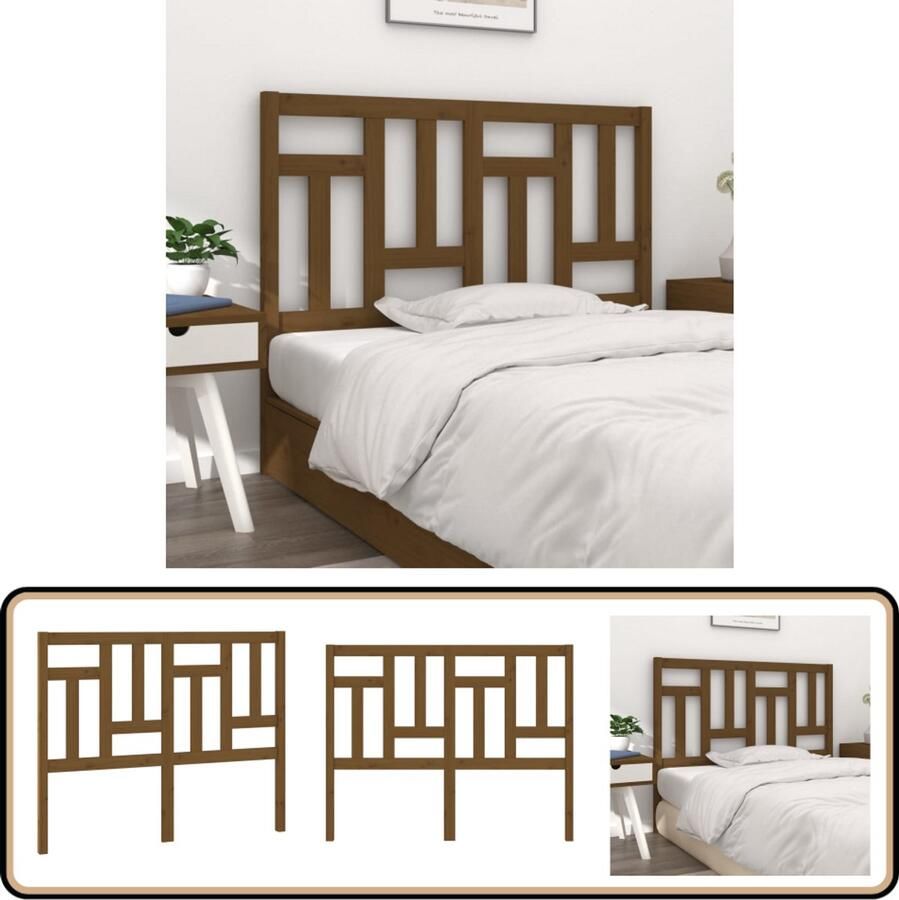 VidaXL Honingbruin Grenenhouten Hoofdbord 125 5x100 cm Hoofd Bord Hoofdeinde Bed Accessoires Hout Meubilair Grenenhout Bruine Kleuren