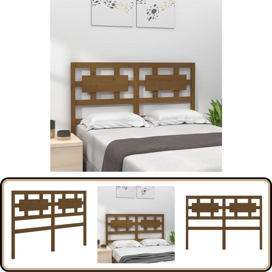 VidaXL Honingbruin Hoofdbord Massief Grenenhout 165 5 cm Houten Hoofdbord Hoofdboard Hoofdkussen Bedroom Decor Rustic Furniture Wooden Headboard Vintage Style