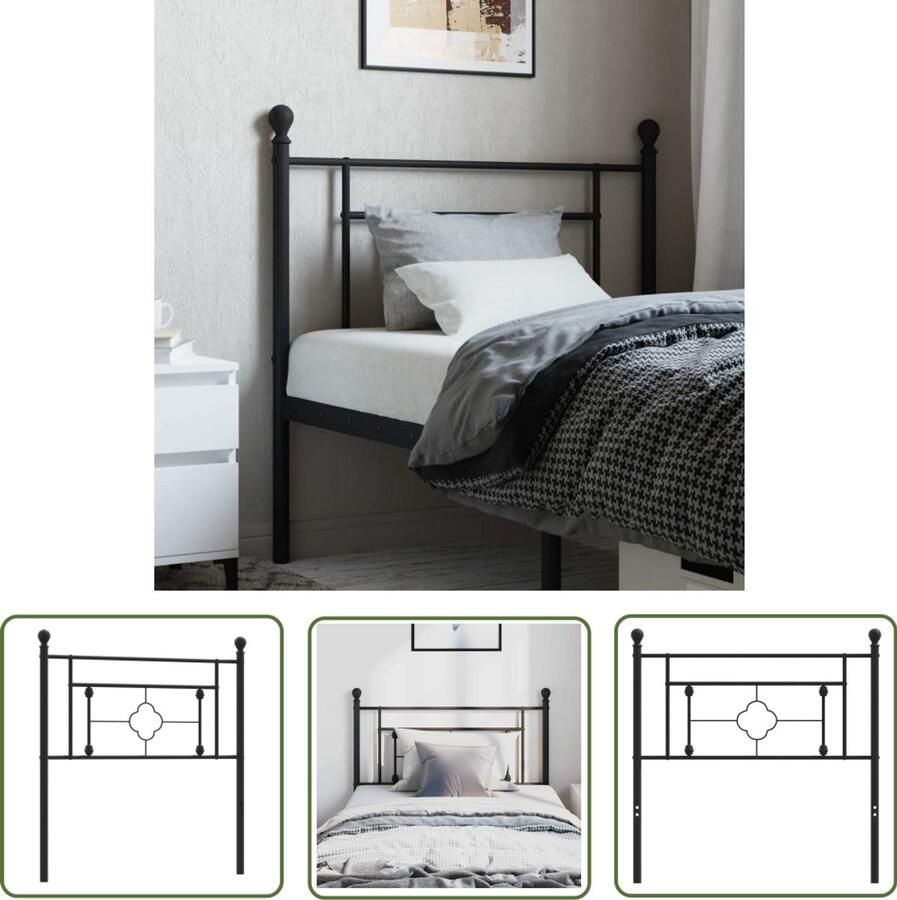 The Living Store Hoofdbord Metalen 105 x 3 x 97 cm Zwart Hoofdbord Hoofd Bord Metalen Hoofdbord Zwart Hoofdbord Beddecoratie