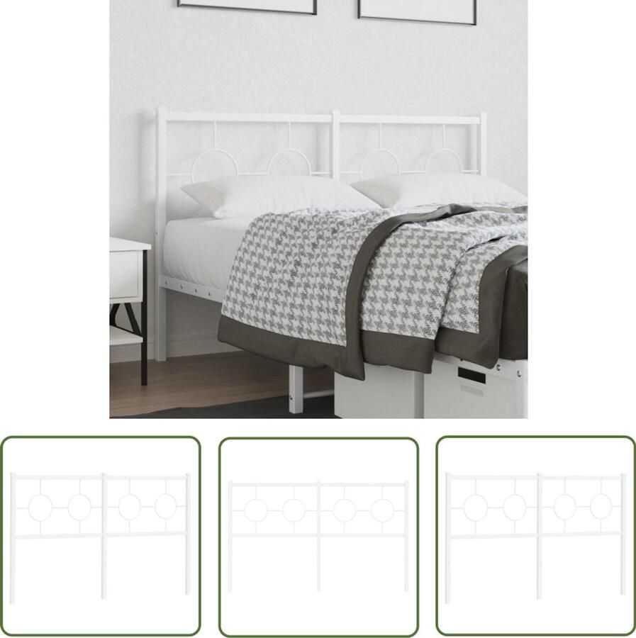 The Living Store Hoofdbord Modern Art 142 x 91 cm Wit metalen Hoofdbord Hoofd Bord Beddecoratie Slaapkamerstijl Metalen Hoofdbord