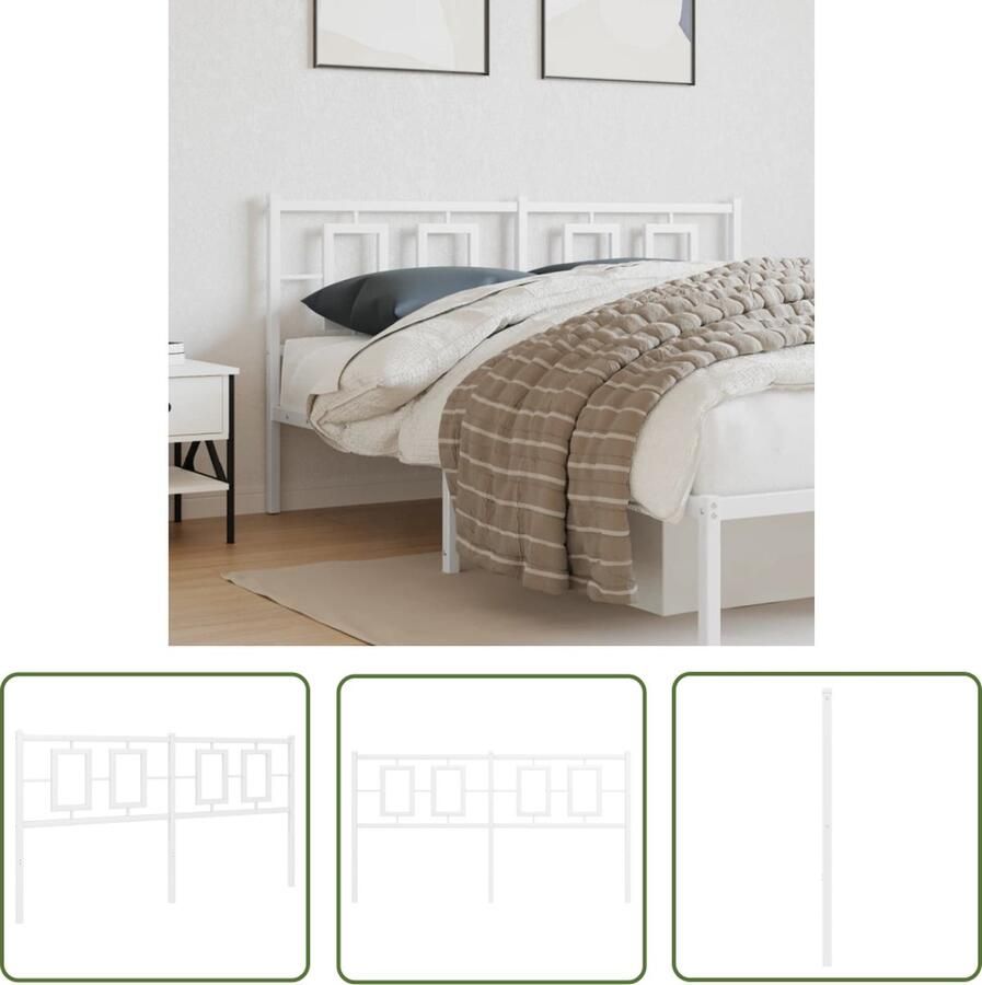 The Living Store Hoofdbord Metaal 156 x 3 x 91 cm Stevige constructie Hoofdbord Hoofd Bord Metalen Hoofdbord Hoofdeinde Beddecoratie