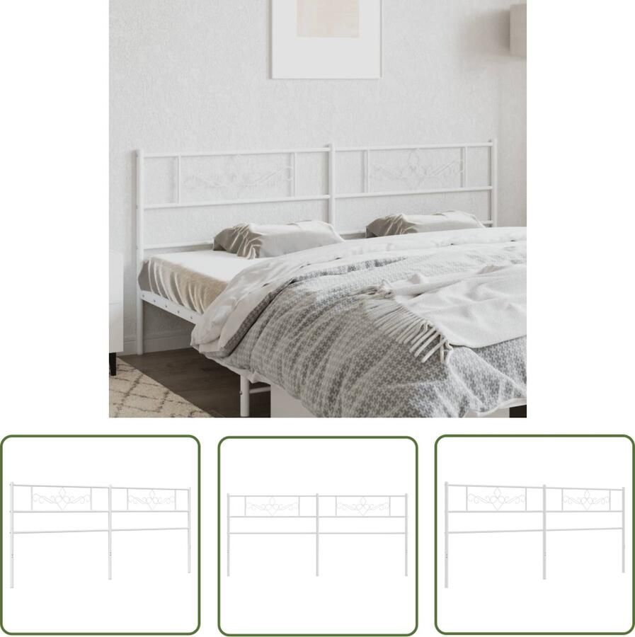 The Living Store Hoofdbord 206 x 3 x 90 cm Robuuste metalen constructie Hoofdbord Hoofd Bord Beddecoratie Slaapkamer Decoratie Metalen Hoofdbord