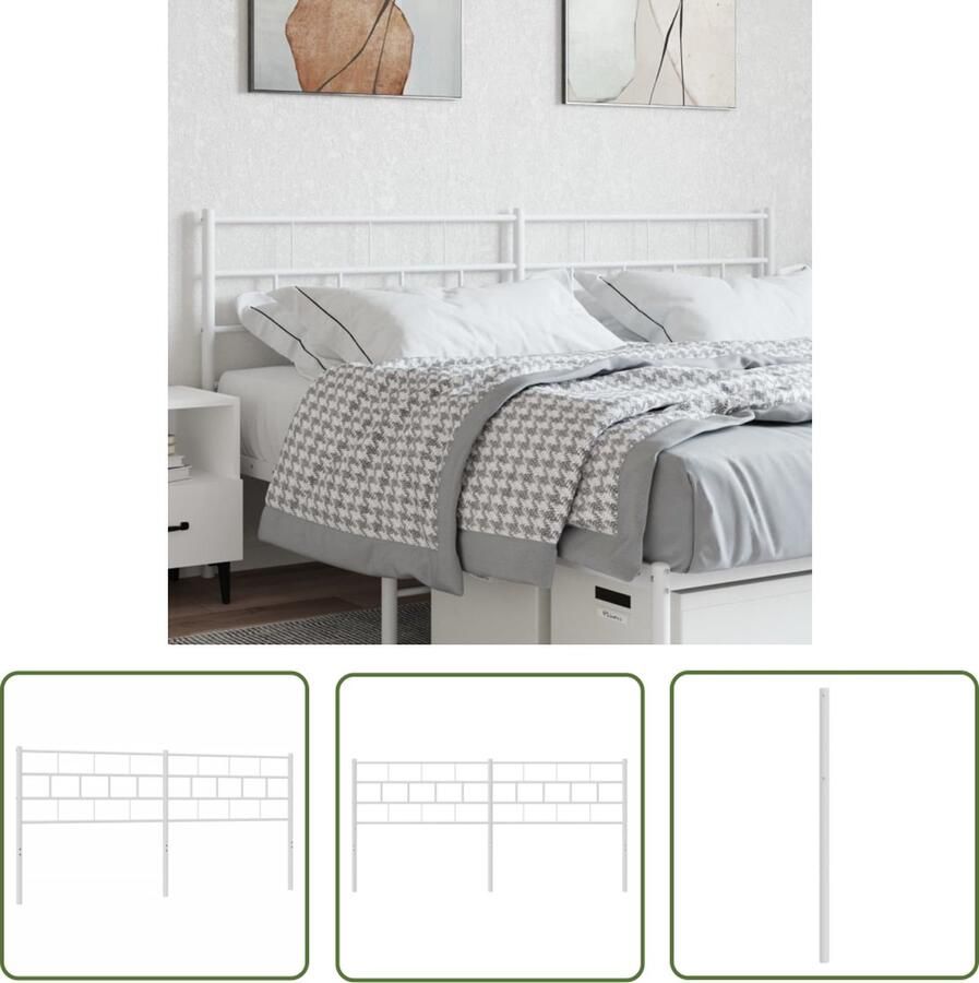 The Living Store Klassiek Hoofdbord Wit Staal 206 x 3 x 90 cm (L x B x H) Hoofdbord Hoofd Bord Klassiek Hoofdbord Beddecoratie Slaapkamervloerisolator