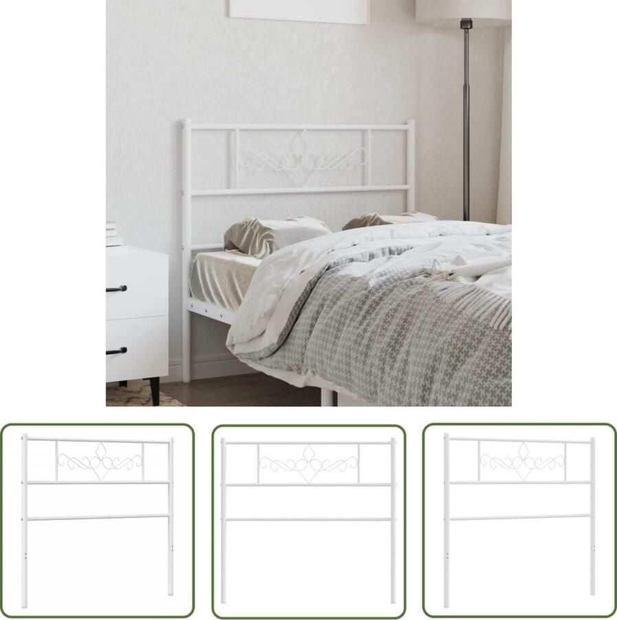 The Living Store Hoofdbord Metalen 85 x 3 x 90 cm Wit Hoofdbord Hoofd Bord Beddecoratie Slaapkamers Bedroom Decor