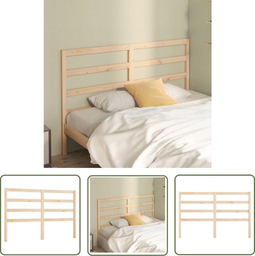 The Living Store Hoofdbord 126x4x100 cm massief grenenhout Houten Hoofdbord Hoofd Bord Hoofdeinde Grenenhout Vintage Meubels