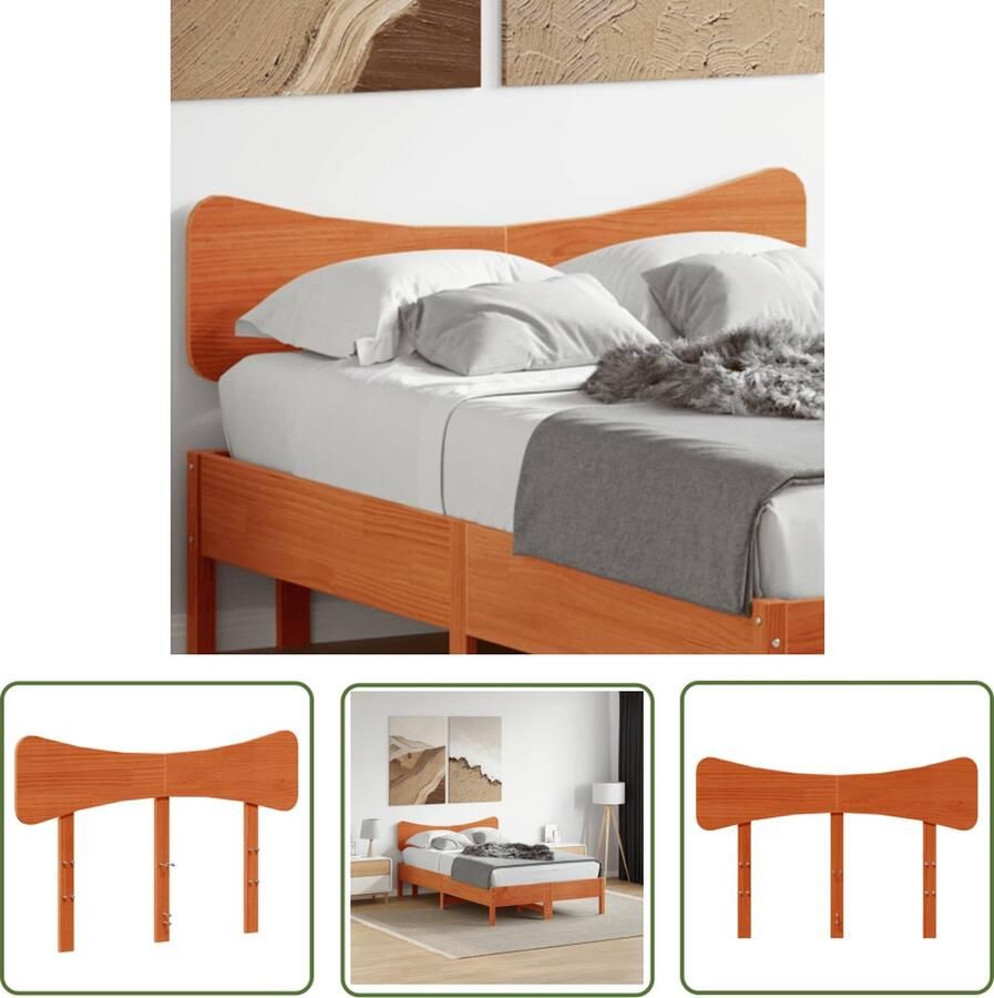 The Living Store Houten Hoofdeinde 140.5 x 3.5 x 81 cm Massief Grenenhout met Wasbruine Kleur Houten Hoofdbord Hoofd Bord Hoofdkussen Bedroom Decor Slaapkamervloeren