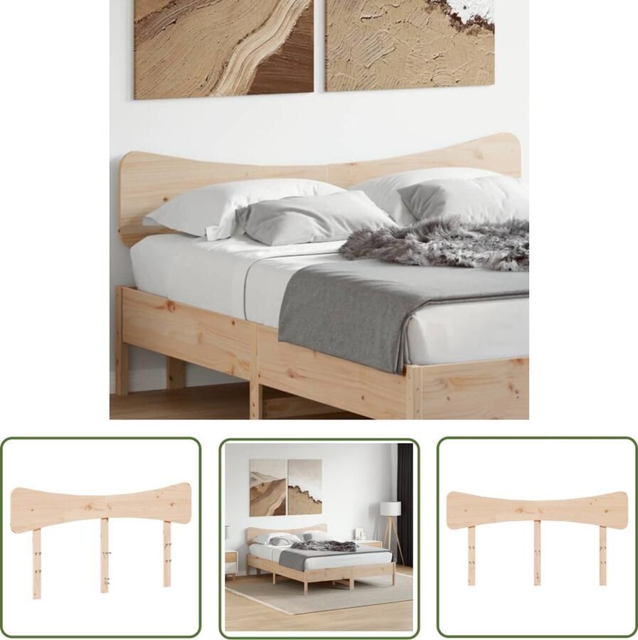 The Living Store Houten Hoofdeinde 155.5 x 3.5 x 81 cm Massief Grenenhout Houten Hoofdbord Hoofd Bord Hoofdkussen Bedroom Decor Massief Hout