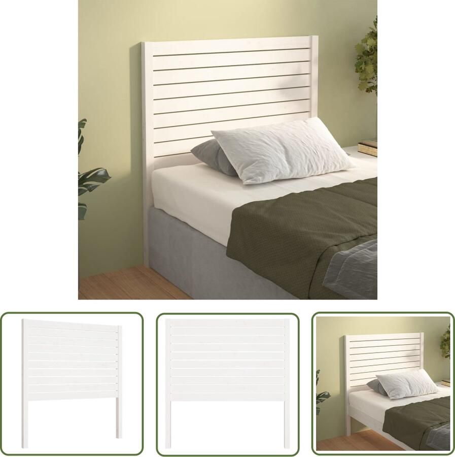 The Living Store Hoofdbord 81x4x100 cm massief grenenhout wit Houten Hoofdbord Hoofd Bord Hoofdeinde Grenenhout Meubels Wit Hoofdbord