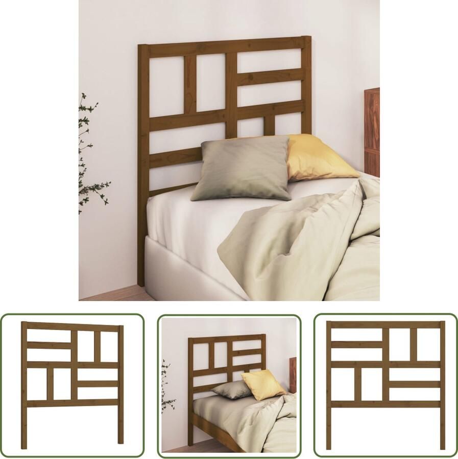 The Living Store Houten Hoofdeinde Grenenhout 81 x 4 x 104 cm Met lattenontwerp Houten Hoofdbord Hoofd Bord Hoofdeinde Grenenhout Bruine Kleur