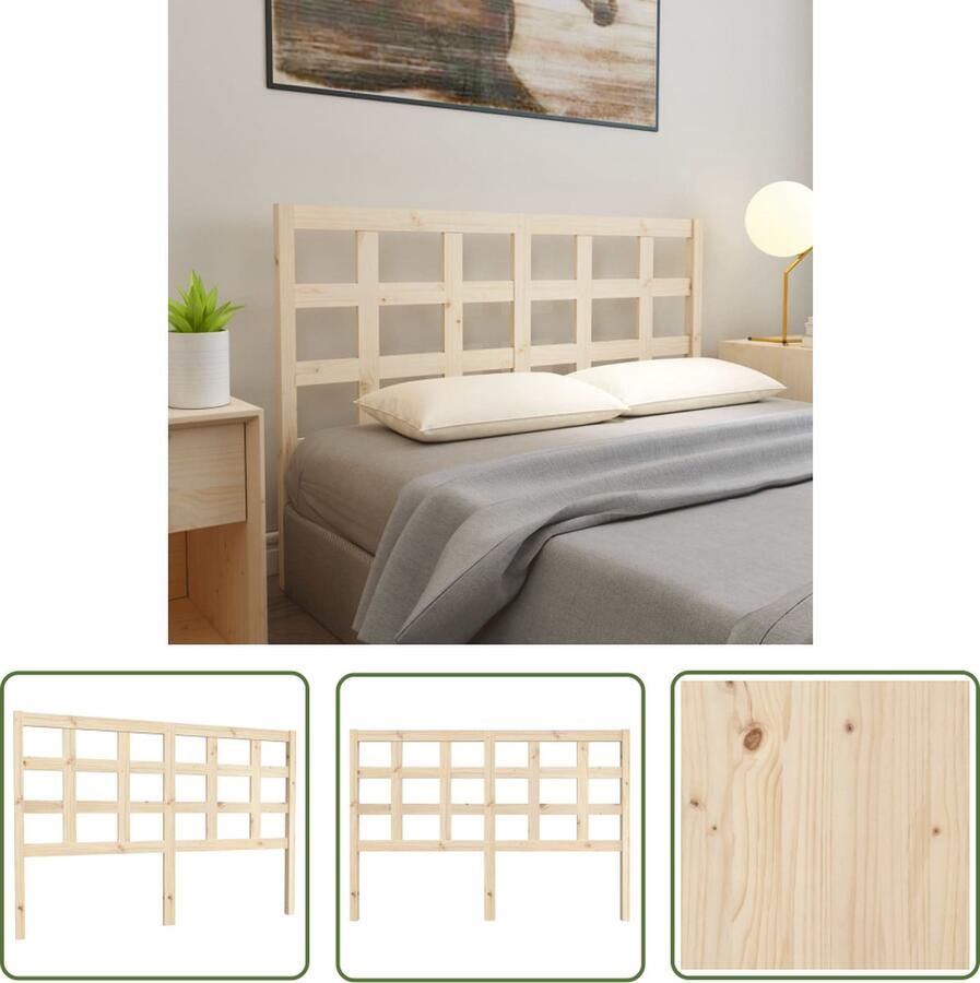 The Living Store Hoofdbord 145 5x4x100 cm massief grenenhout Houten Hoofdeinde Hoofd Bord Grenenhout Hoofdeinde Hoofdbord Modern Hoofdbord Landelijk