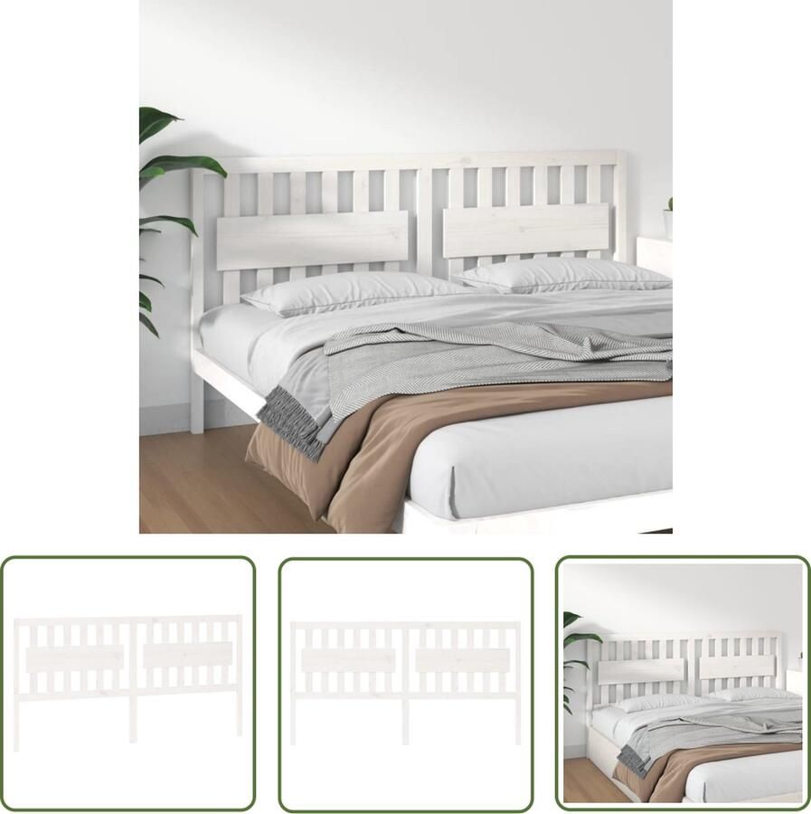 The Living Store Hoofdbord 185 5x4x100 cm massief grenenhout wit Houten Hoofdeinde Hoofd Bord Beddecoratie Slaapkamer Decoratie Rustiek Meubilair