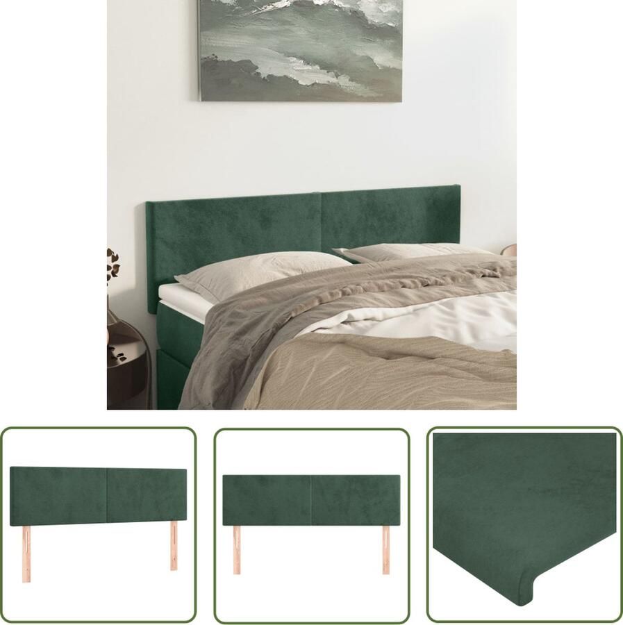 The Living Store Hoofdborden 2 st 72x5x78 88 cm fluweel donkergroen Klassieke Hoofdbord Hoofd Bord Velvet Hoofdbord Donkere Groene Hoofdbord Adjustable Hoofdbord