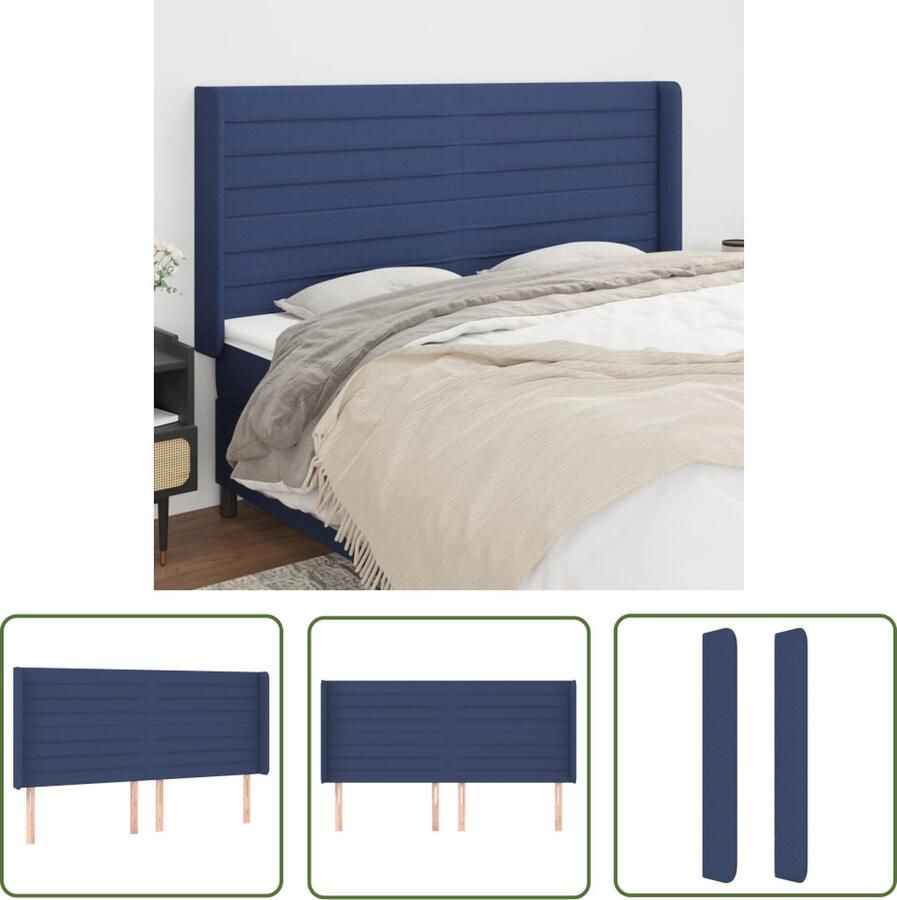 The Living Store Klassiek Hoofdbord Blauw 163 x 16 x 118 128 cm Duurzaam Stabiele poten Verstelbare hoogte Comfortabele ondersteuning Klassieke Hoofdbord Hoofd Bord Hoofdkussen Beddecoratie Blauwe Kamer