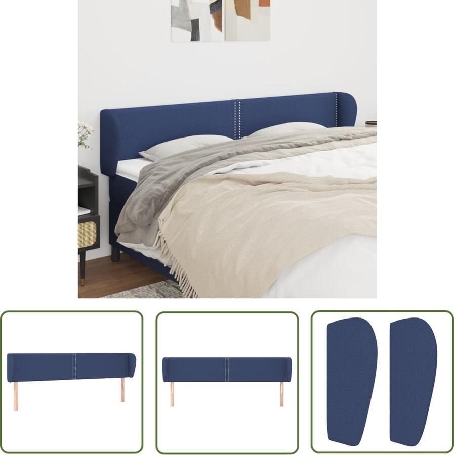 The Living Store Klassiek Hoofdbord Blauw 183x23x78 88 cm Duurzaam Stevige en stabiele poten Verstelbare hoogte Comfortabele ondersteuning Elegant ontwerp