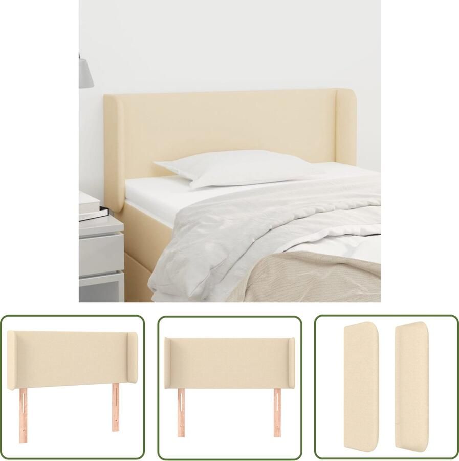 The Living Store Hoofdbord met randen 83x16x78 88 cm stof crèmekleurig Hoofd Bord Hoofdkussen Beddecoratie Bedroom Decor Creme Kleur