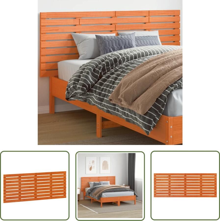 The Living Store Hoofdbord wandmontage 166x3x63 cm massief grenenhout Wandhoofdbord Hoofd Bord Hoofdkussen Slaapkamervloerisolatie Rustic Interieur