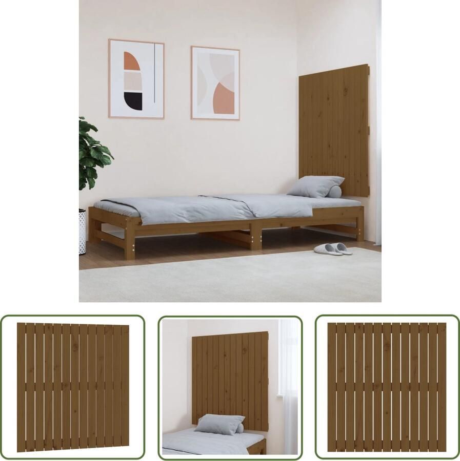 The Living Store Wandhoofdbord Massief Grenenhout Klassiek Design Honingbruin 82.5 x 3 x 90 cm Wandlamp Hoofd Bord Slaapkamer Decoratie Beddecoratie Massief Hout