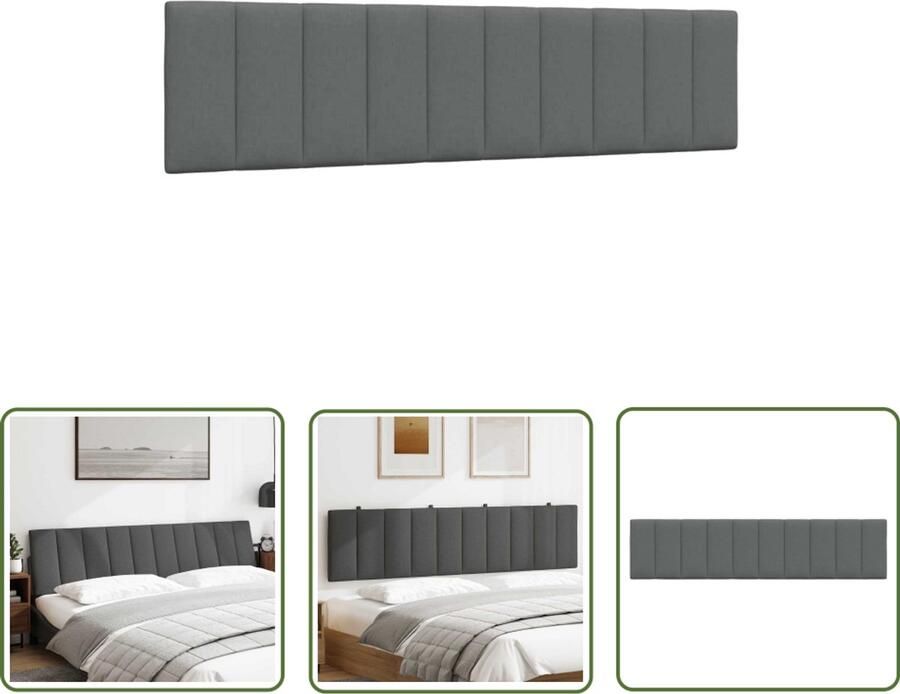 VidaXL Hoofd Kussen Hoofdbordkussen Hanko 200 cm stof donkergrijs Led Verlichting Hoofdbord Beddecoratie