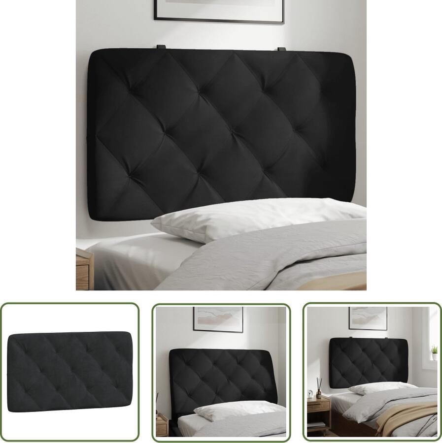 The Living Store Ruitvormig Gestoffeerd Hoofdbordkussen 92 x 6 x 48 cm Zwart Fluweel Schuin Hoofdbordkussen Hoofd Kussens Velvet Hoofdbord Zware Hoofdkusnen Ergonomisch Hoofdkussen